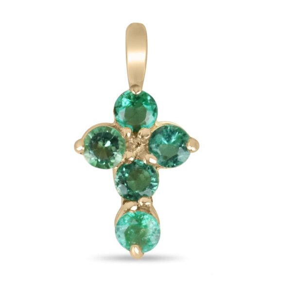 0.15tcw 14K Emerald Cross Necklace, Petite Gold Religious Gift - Picture 1 of 6
